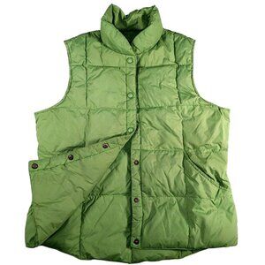 Land's End Green Snap Front Goosedown Filled Puffer Vest Womens M 10-12